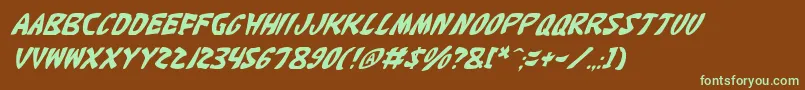 Шрифт KatanaItalic – зелёные шрифты на коричневом фоне