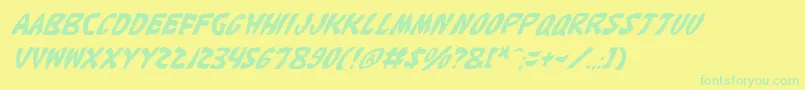 KatanaItalic Font – Green Fonts on Yellow Background