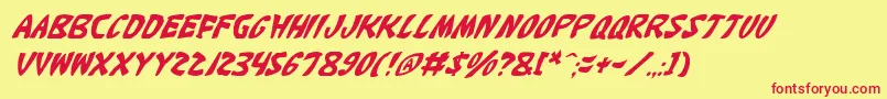 KatanaItalic Font – Red Fonts on Yellow Background