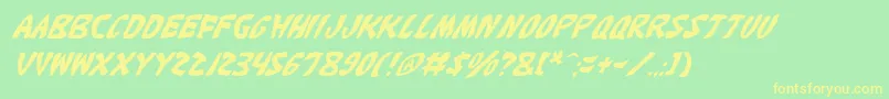 KatanaItalic Font – Yellow Fonts on Green Background