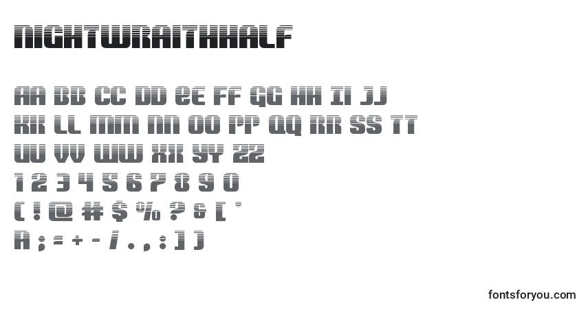 Schriftart Nightwraithhalf – Alphabet, Zahlen, spezielle Symbole