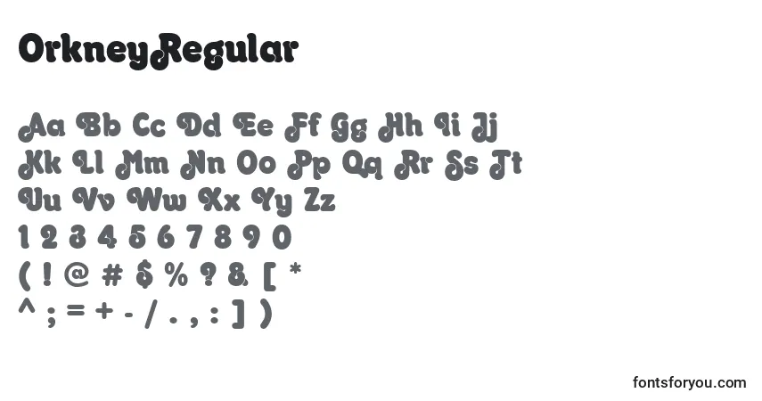 A fonte OrkneyRegular (28280) – alfabeto, números, caracteres especiais