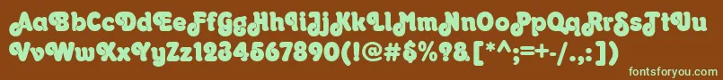 フォントOrkneyRegular – 緑色の文字が茶色の背景にあります。