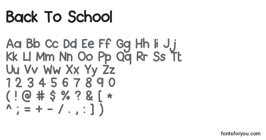 Schriftart Back To School – Alphabet, Zahlen, spezielle Symbole