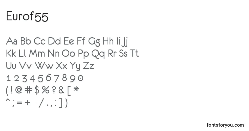 Шрифт Eurof55 – алфавит, цифры, специальные символы