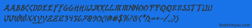 BushidoBoldItalic Font – Black Fonts on Blue Background
