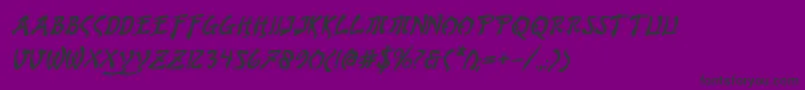 BushidoBoldItalic-Schriftart – Schwarze Schriften auf violettem Hintergrund