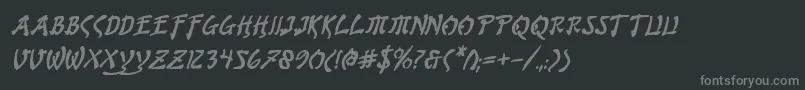 フォントBushidoBoldItalic – 黒い背景に灰色の文字