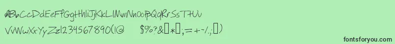 フォントWillyjhandwriting – 緑の背景に黒い文字