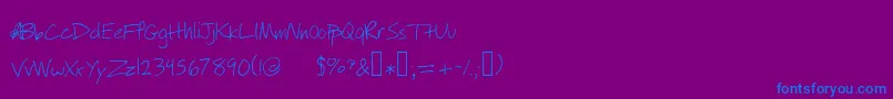 フォントWillyjhandwriting – 紫色の背景に青い文字