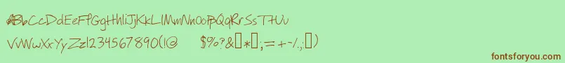 Шрифт Willyjhandwriting – коричневые шрифты на зелёном фоне