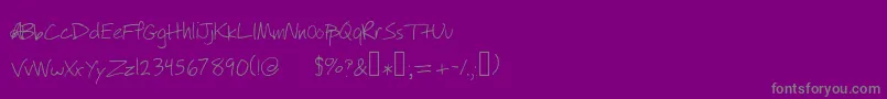 フォントWillyjhandwriting – 紫の背景に灰色の文字