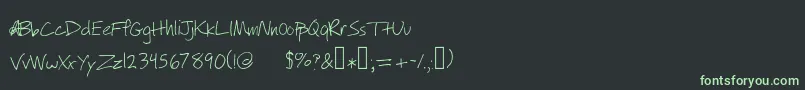 Willyjhandwriting-fontti – vihreät fontit mustalla taustalla