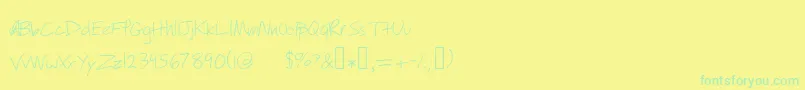 Czcionka Willyjhandwriting – zielone czcionki na żółtym tle