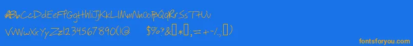 Willyjhandwriting Font – Orange Fonts on Blue Background