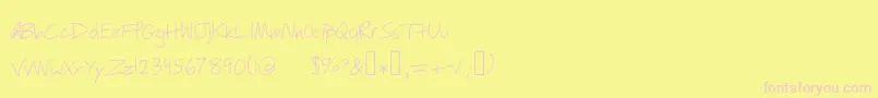 Fonte Willyjhandwriting – fontes rosa em um fundo amarelo