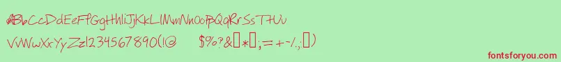 Шрифт Willyjhandwriting – красные шрифты на зелёном фоне