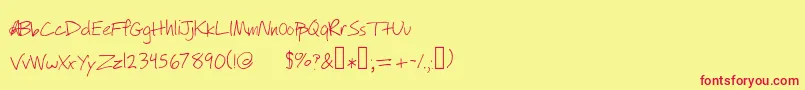 Willyjhandwriting-fontti – punaiset fontit keltaisella taustalla