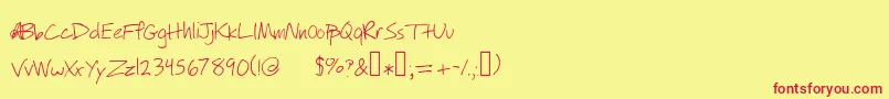 Fonte Willyjhandwriting – fontes vermelhas em um fundo amarelo