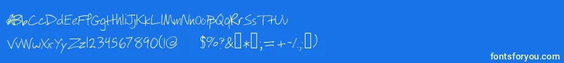 Fonte Willyjhandwriting – fontes amarelas em um fundo azul