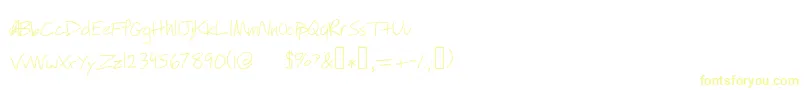 フォントWillyjhandwriting – 白い背景に黄色の文字