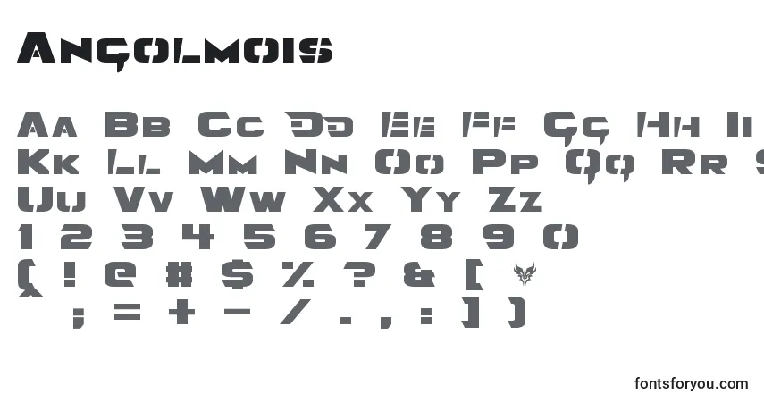 A fonte Angolmois – alfabeto, números, caracteres especiais