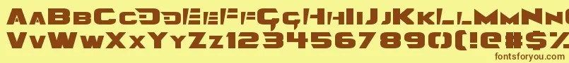 フォントAngolmois – 茶色の文字が黄色の背景にあります。