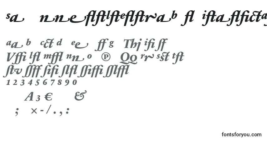 Schriftart SabonnextLtExtraBoldItalicAlternate – Alphabet, Zahlen, spezielle Symbole