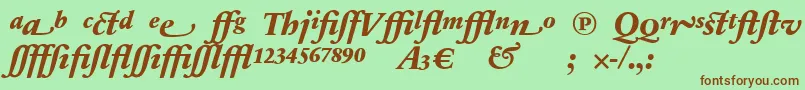 SabonnextLtExtraBoldItalicAlternate Font – Brown Fonts on Green Background