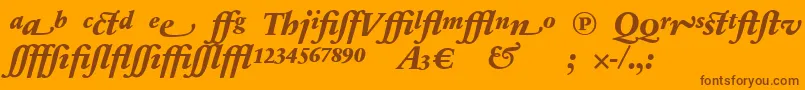 フォントSabonnextLtExtraBoldItalicAlternate – オレンジの背景に茶色のフォント