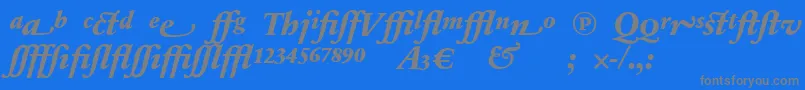 フォントSabonnextLtExtraBoldItalicAlternate – 青い背景に灰色の文字