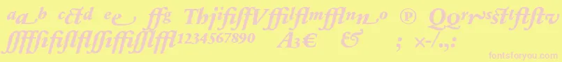 SabonnextLtExtraBoldItalicAlternate-Schriftart – Rosa Schriften auf gelbem Hintergrund