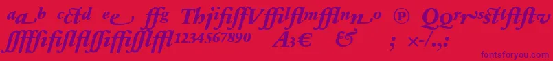 Czcionka SabonnextLtExtraBoldItalicAlternate – fioletowe czcionki na czerwonym tle
