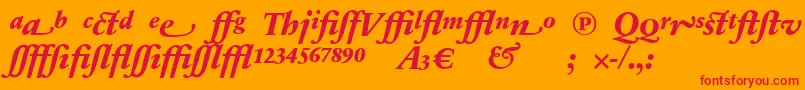 SabonnextLtExtraBoldItalicAlternate Font – Red Fonts on Orange Background