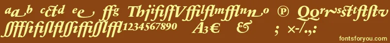 Czcionka SabonnextLtExtraBoldItalicAlternate – żółte czcionki na brązowym tle