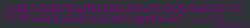 Czcionka Josefinslab Bolditalic – fioletowe czcionki na czarnym tle