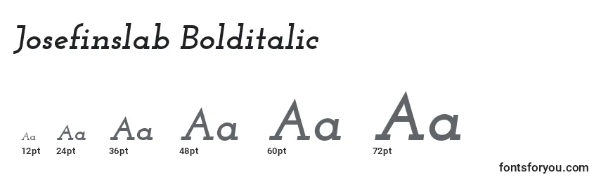 Размеры шрифта Josefinslab Bolditalic
