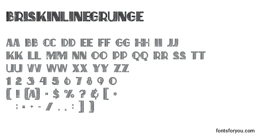 Schriftart Briskinlinegrunge – Alphabet, Zahlen, spezielle Symbole