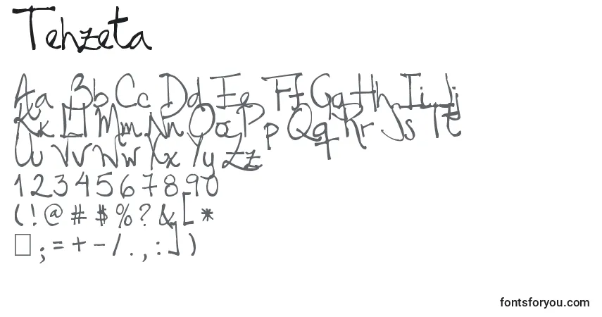 Czcionka Tehzeta – alfabet, cyfry, specjalne znaki