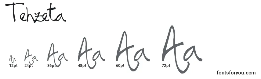 Tehzeta Font Sizes