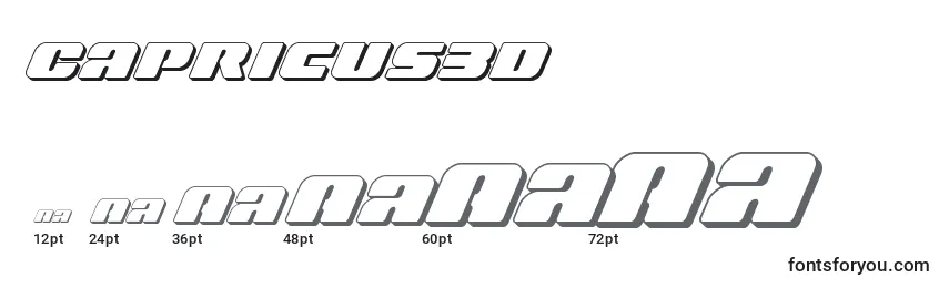 Размеры шрифта Capricus3D