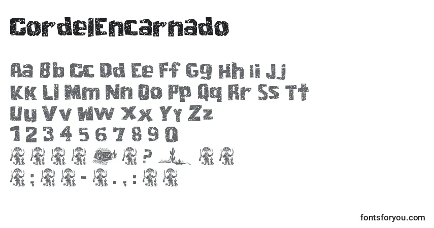 Шрифт CordelEncarnado – алфавит, цифры, специальные символы