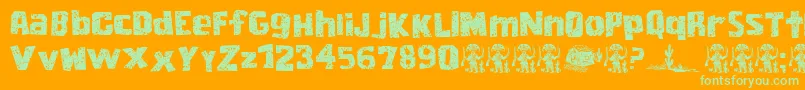 CordelEncarnado Font – Green Fonts on Orange Background