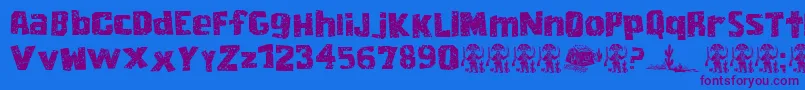 CordelEncarnado Font – Purple Fonts on Blue Background