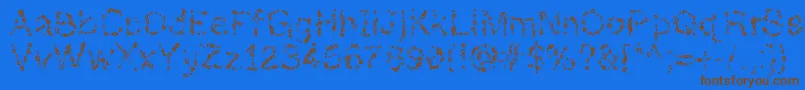 フォントAlmostinfinity – 茶色の文字が青い背景にあります。