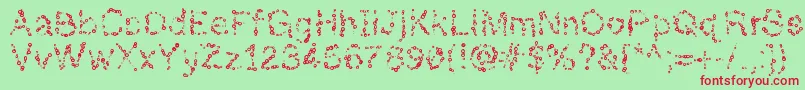 Czcionka Almostinfinity – czerwone czcionki na zielonym tle