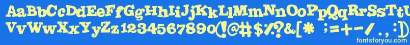 Jointbypizzadude-Schriftart – Gelbe Schriften auf blauem Hintergrund