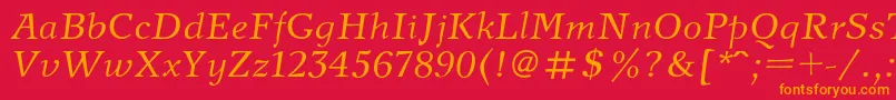 フォントNewjournalcItalic – 赤い背景にオレンジの文字