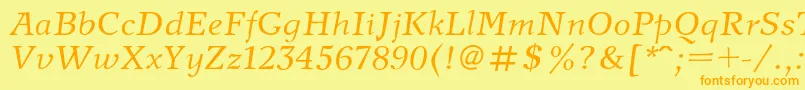 NewjournalcItalic Font – Orange Fonts on Yellow Background