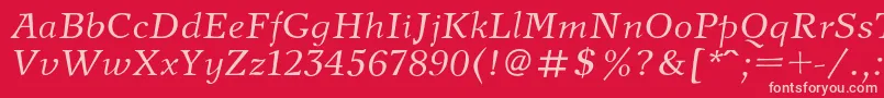 NewjournalcItalic Font – Pink Fonts on Red Background